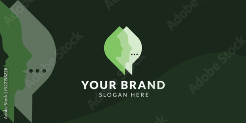 eco leaf talk chat bubble logo vector
