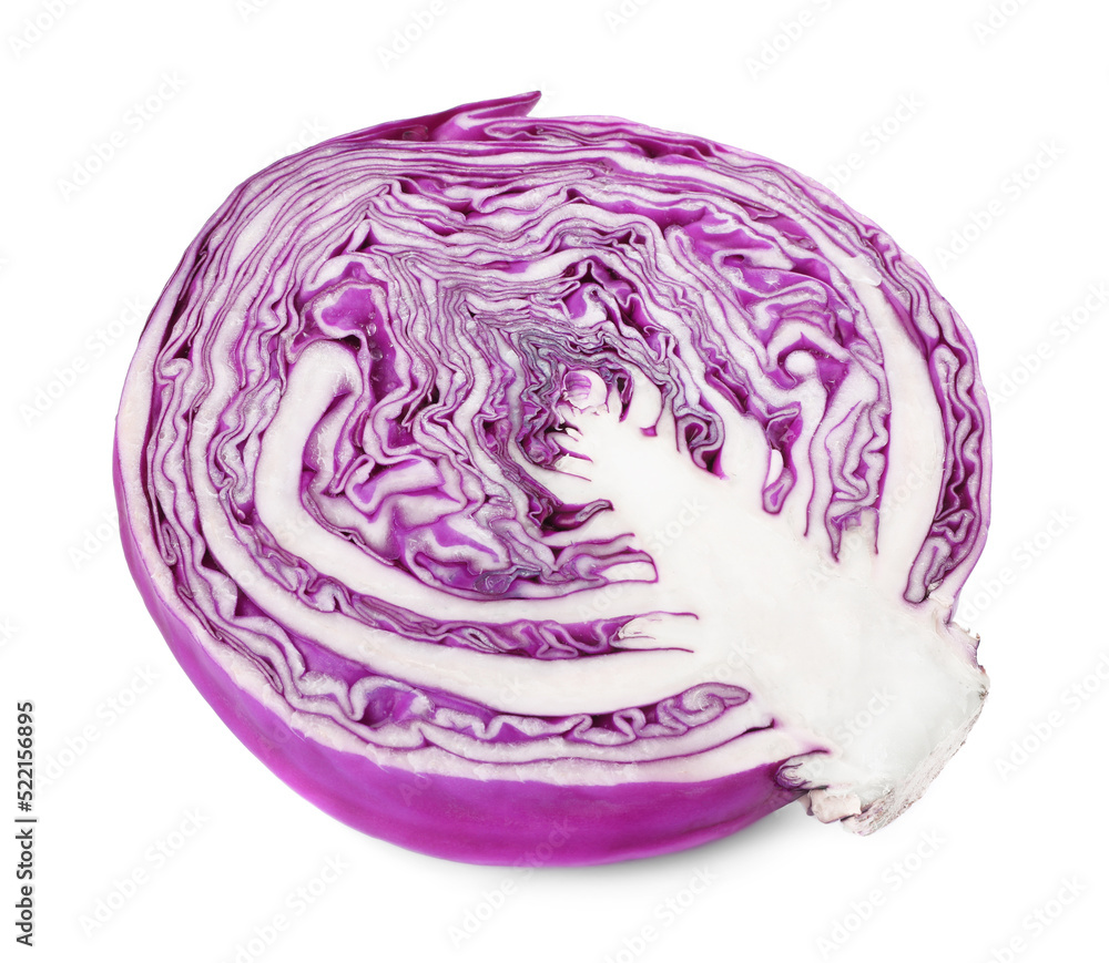 Fototapeta premium Half of fresh ripe red cabbage isolated on white