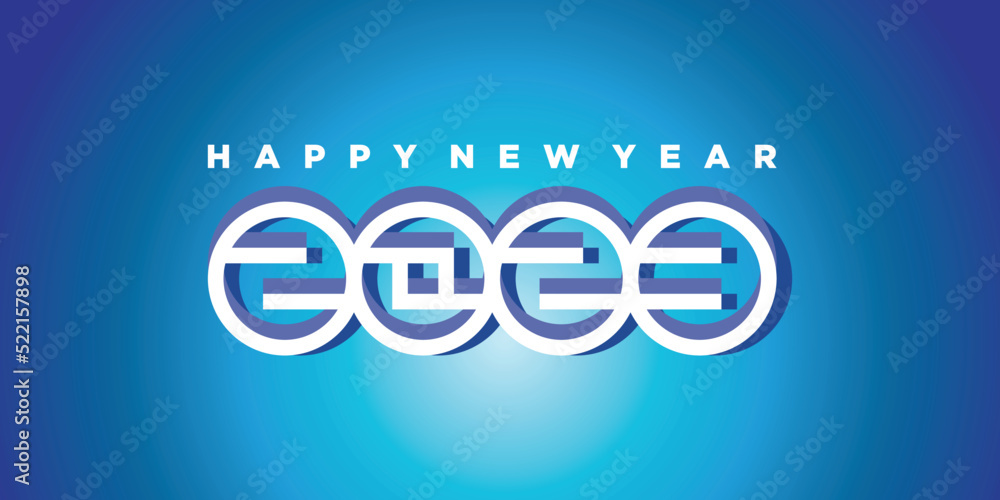 2023 outline modern design with text Happy New Year. new year party logo for business, isolated vector illustration 2023 outline modern design with text Happy New Year. new year party logo for business, isolated vector illustration