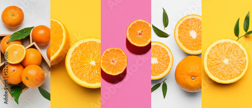 Collage with sweet ripe ora...