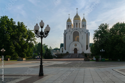 View of the Cathedral of Christ the Savior on Victory Square on a summer day, Kaliningrad, Russia