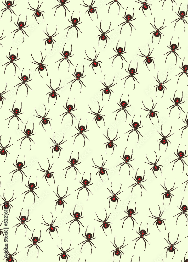 Illustrated Spider Pattern on Cream Background Illustrated Spider Pattern on Cream Background