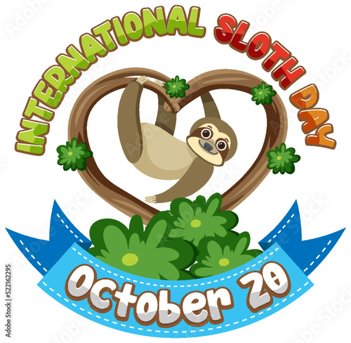 International sloth day banner concept vector