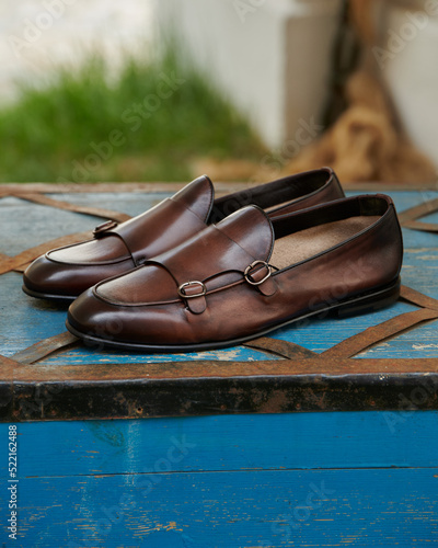 Brown stylish men's shoes photo