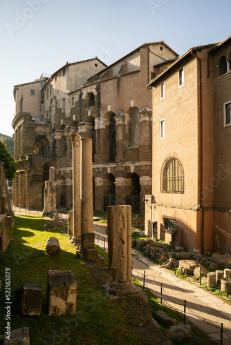 Architectural structures and Marcello theatre in ancient Rome photo