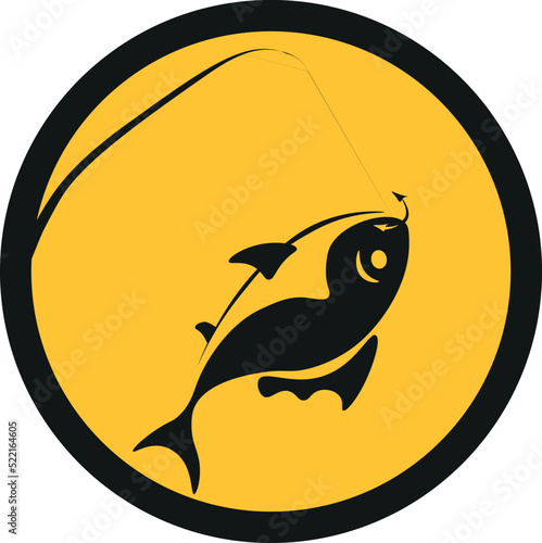 ilustración de pescado, pescar, prohibido pescar, pez mordiendo el anzuelo