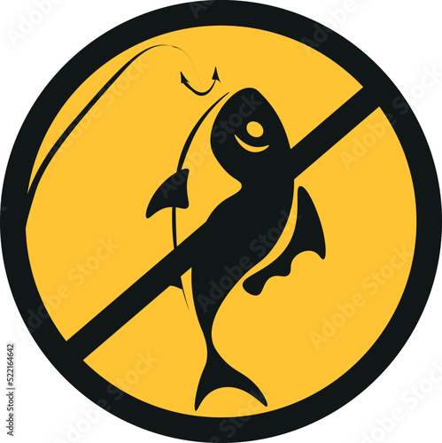 ilustración de pescado, pescar, prohibido pescar, pez mordiendo el anzuelo