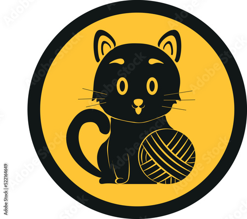 ilustración de gato con su pelota