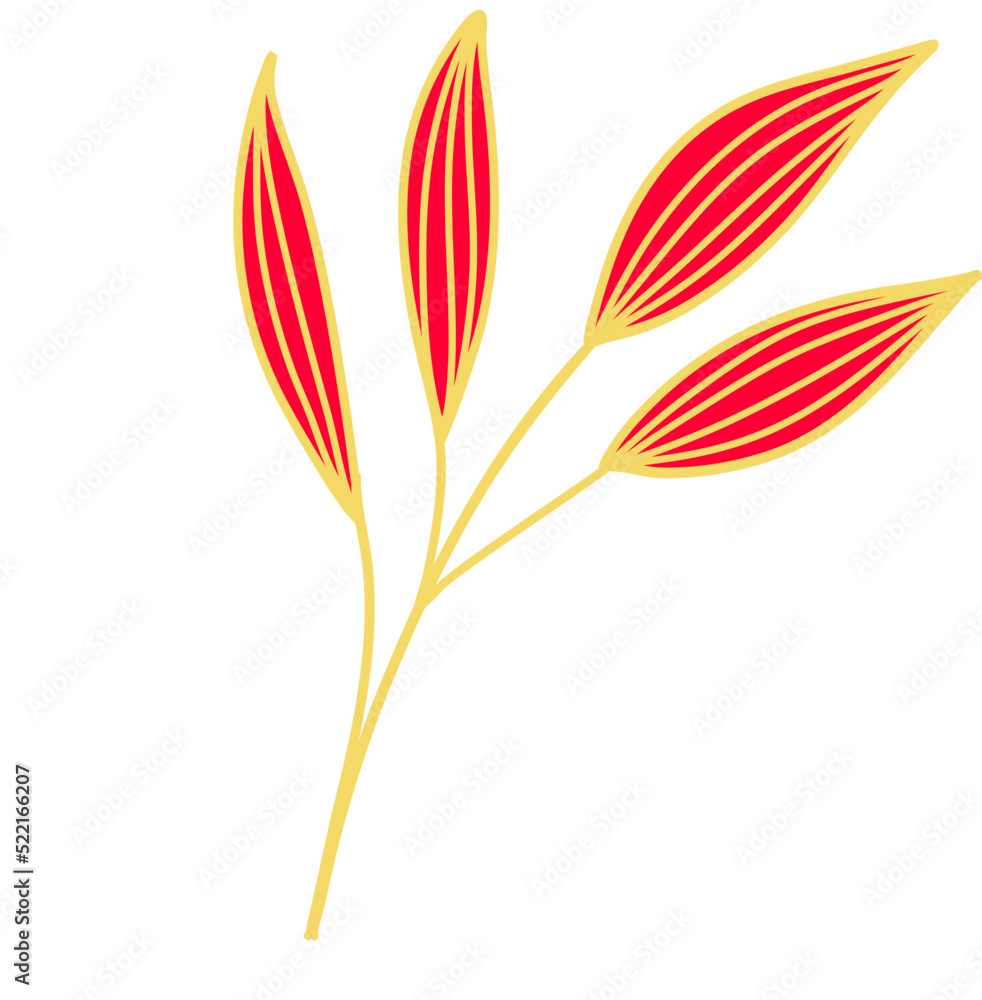 Gold Leaves Line Art