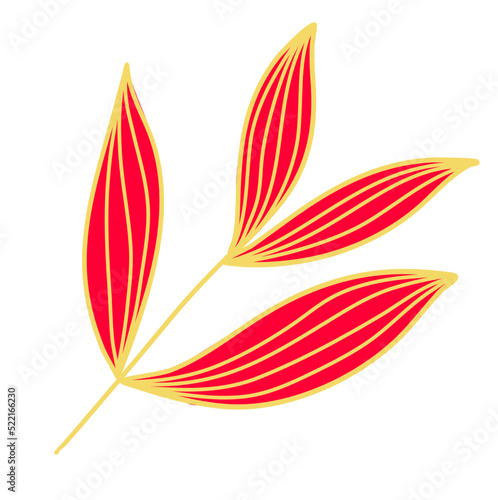 Gold Leaves Line Art