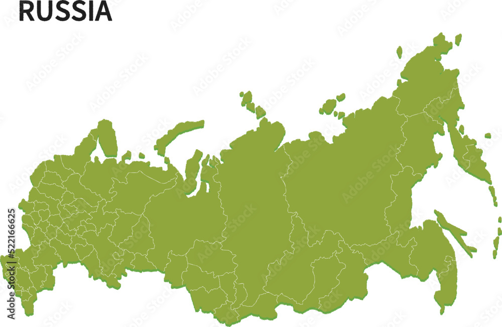 Fototapeta premium ロシア/RUSSIAの地域区分イラスト 