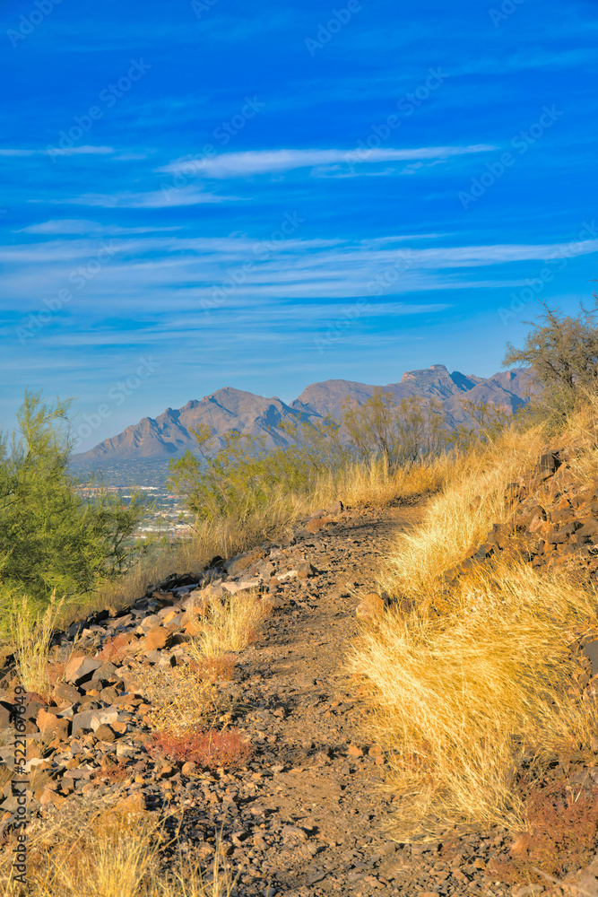 Rough trail on a mountain slope at Tucson, Arizona