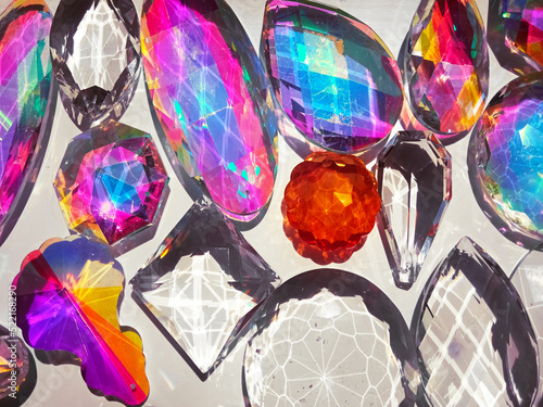 Vibrant, colorful gemstones background photo