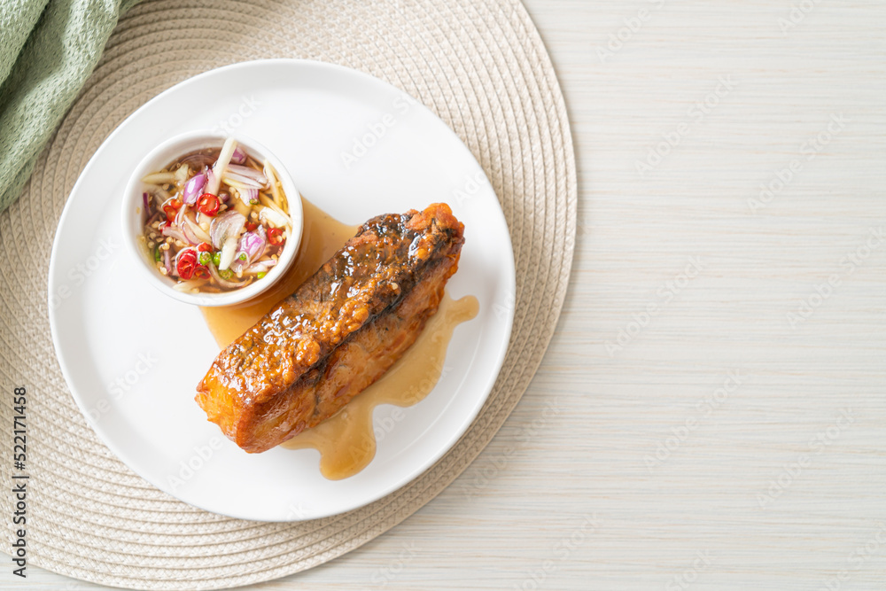 fried snapper fish with fish sauce and spicy salad fried snapper fish with fish sauce and spicy salad