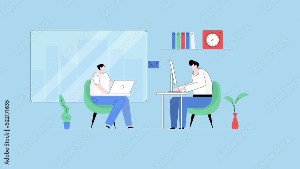 Business people working together in an office, email marketing and communication concept Business people working together in an office, email marketing and communication concept