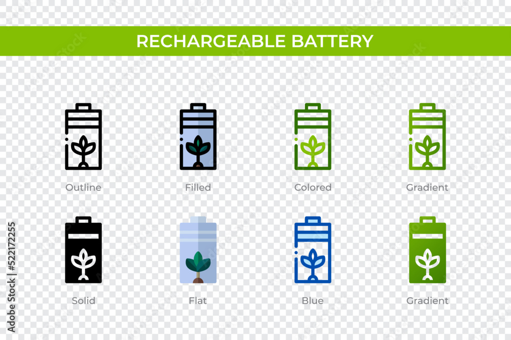 Rechargeable battery icon in different style. Rechargeable battery vector icons designed in outline, solid, colored, filled, gradient, and flat style. Symbol, logo illustration. Vector illustration Rechargeable battery icon in different style. Rechargeable battery vector icons designed in outline, solid, colored, filled, gradient, and flat style. Symbol, logo illustration. Vector illustration