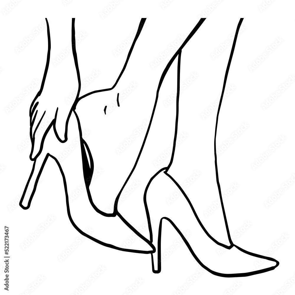 Fototapeta premium Cartoon women wearing high heels