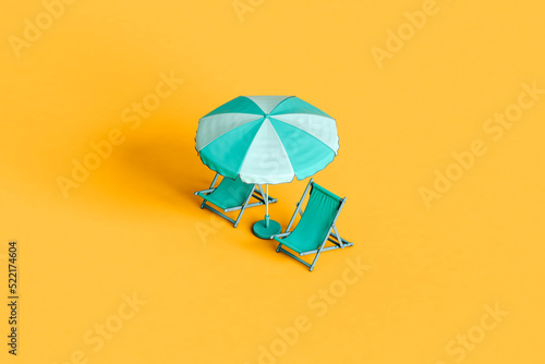 blue beach umbrellas and chairs photo