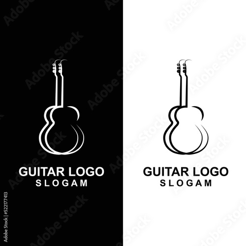 Guitar Logo Design, Musical Instrument Vector icon illustration