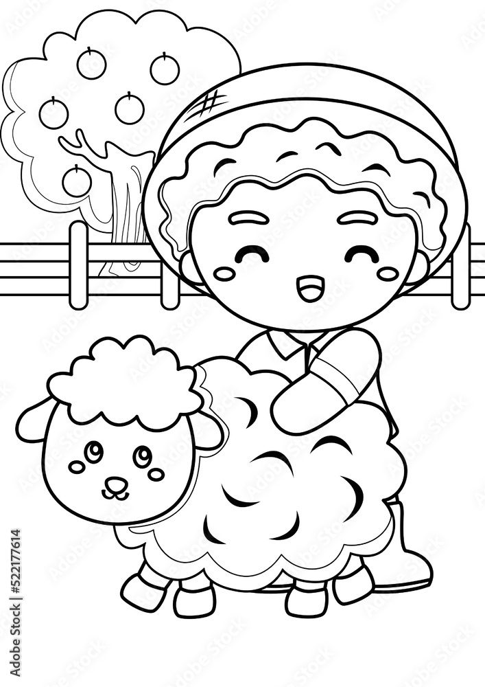 Obraz premium Farm Life Activity Coloring Pages A4 for Kids and Adult