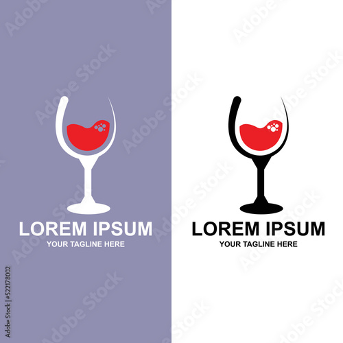 Drink Glass Logo Design, Vector Icon Illustration of Juice, Wine, and Coffee Drinks