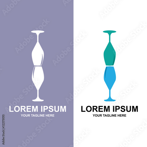 Drink Glass Logo Design, Vector Icon Illustration of Juice, Wine, and Coffee Drinks