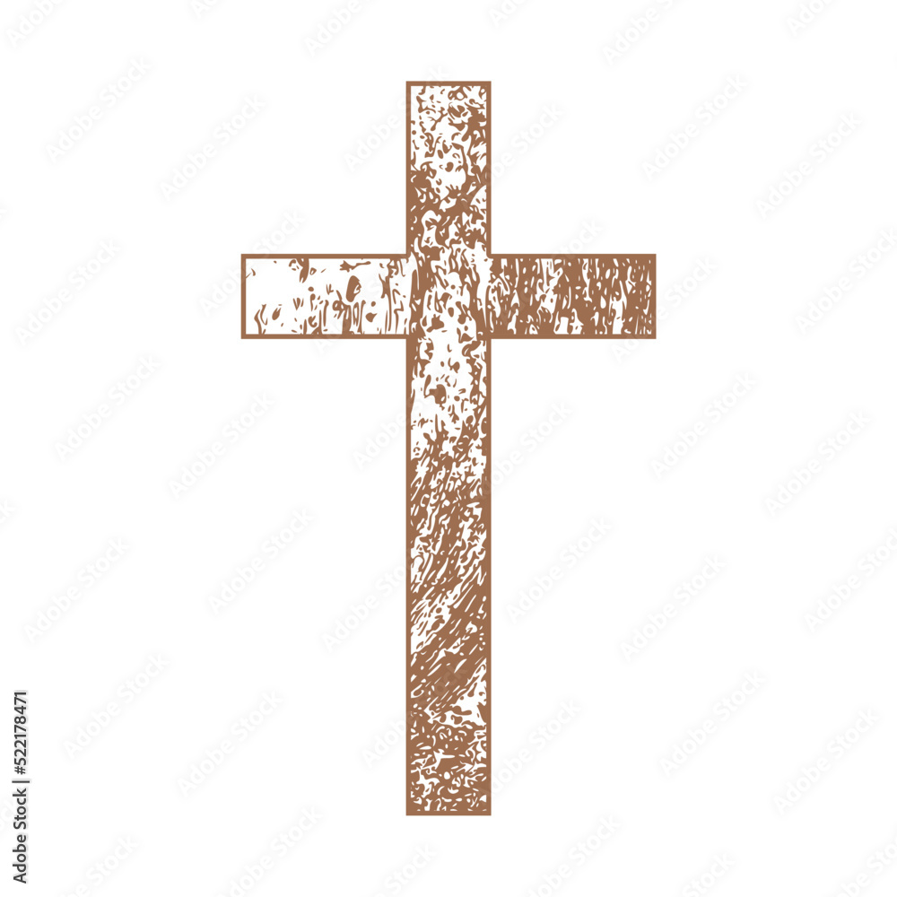 Christian cross with grunge texture. Religion concept illustration