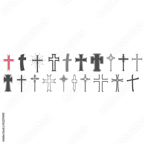 Christian crosses icons collection. Religion concept illustration