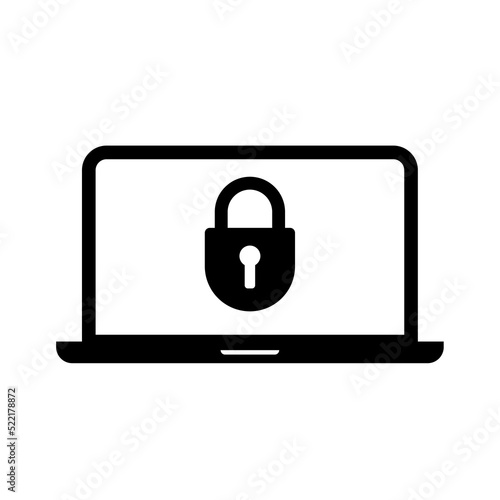 laptop locked by ransomware attack icon vector illustration for apps and websites