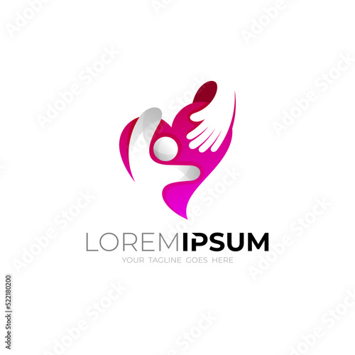 Heart logo and social design template, love care