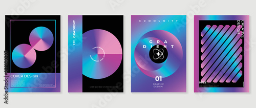 Abstract fluid gradient background vector. Minimalist style cover template with shapes, colorful and vibrant color. Modern wallpaper design perfect for social media, idol poster, photo frame.