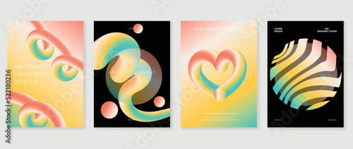 Abstract fluid gradient background vector. Minimalist style cover template with shapes, colorful and vibrant color. Modern wallpaper design perfect for social media, idol poster, photo frame.