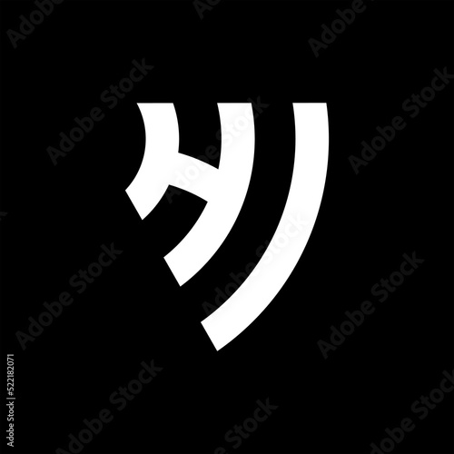 illustration hj shield signal logo black background design icon vector