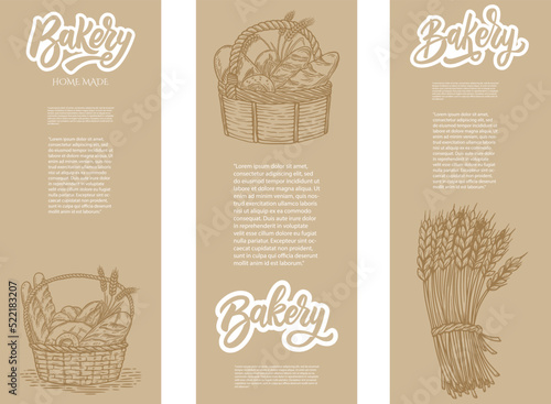 Bakery flyer template. Design element for package, banner, flyer, card. Vector illustration