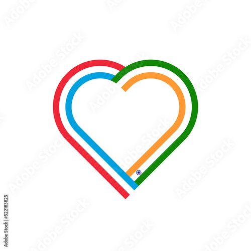 unity concept. heart ribbon icon of luxembourg and india flags. vector illustration isolated on white background