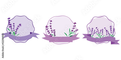 Set of Flower Wreath elements. Floral wreath decoration with lavender flower. Seasons Greeting, wedding, thank you message design elements. Vector illustration.