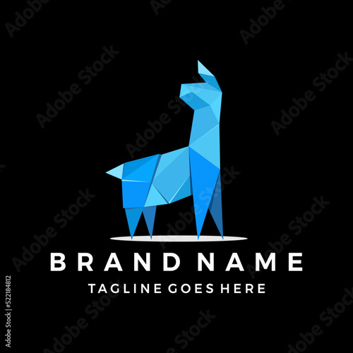 Lama Logo Design Vector, Alpaca, Vicuna, Huacaya alpaca, guanaco geometric logo Design