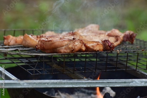 Grilled pork with charcoal, delicious taste
