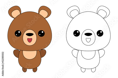 Cute teddy bear toy.Contour drawing of a cartoon animal. Coloring book for kids