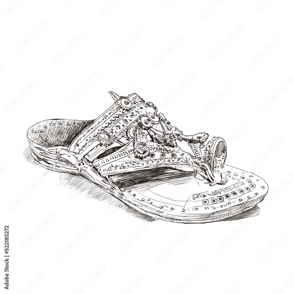 Maharashtrian Traditional Kolhapuri chappal illustration Stock