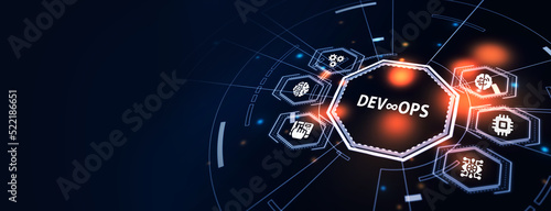 DevOps Methodology Development Operations agil programming technology concept. 3d illustration photo