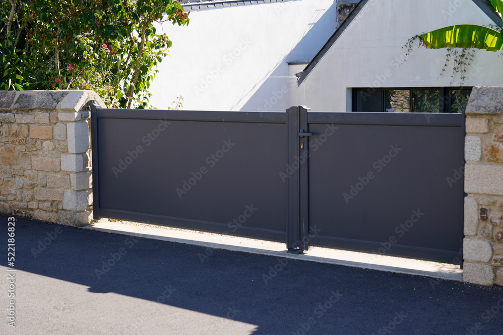 modern low steel gray gate aluminum portal of home modern low steel gray gate aluminum portal of home