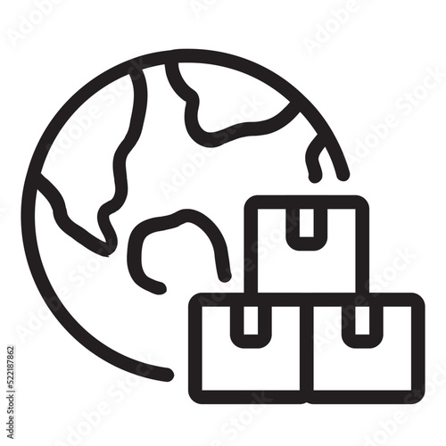Worldwide delivery , Global Logistic outline icon.