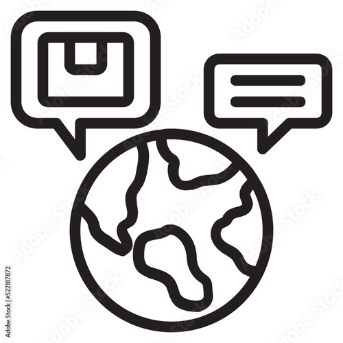 Online ordering , Global Logistic outline icon.