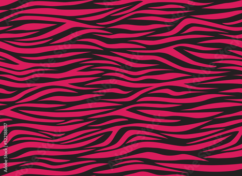 Zebra red abstract seamless pattern. Colorful stripes, repeating background. Vector printing for fabrics, posters, banners. . Vector illustration
