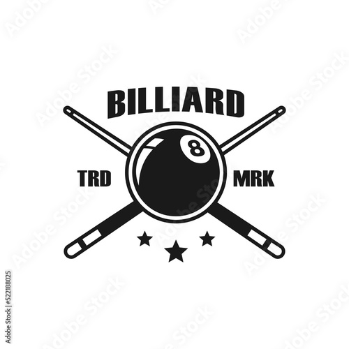 Billiards logo design vector. Sport labels for poolroom. Billiards club logo template.Print