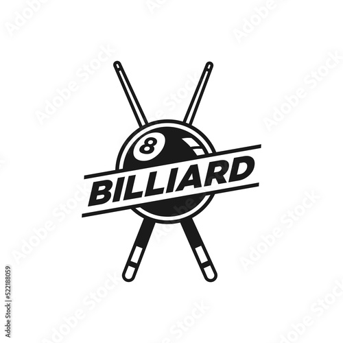 Billiards logo design vector. Sport labels for poolroom. Billiards club logo template.Print