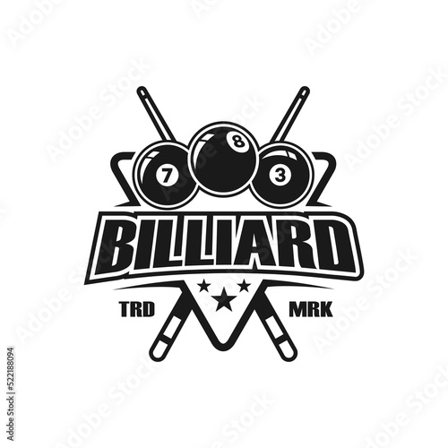 Billiards logo design vector. Sport labels for poolroom. Billiards club logo template.