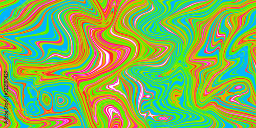 Mad psychedelic seamless marble pattern with hallucination swirls. Vector liquid acrylic texture. Flow art. Trippy 70s textile background. Simple artistic effect. Groovy design