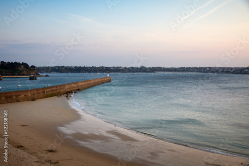 Saint-Malo city lighthouse at sunset, Brittany, France